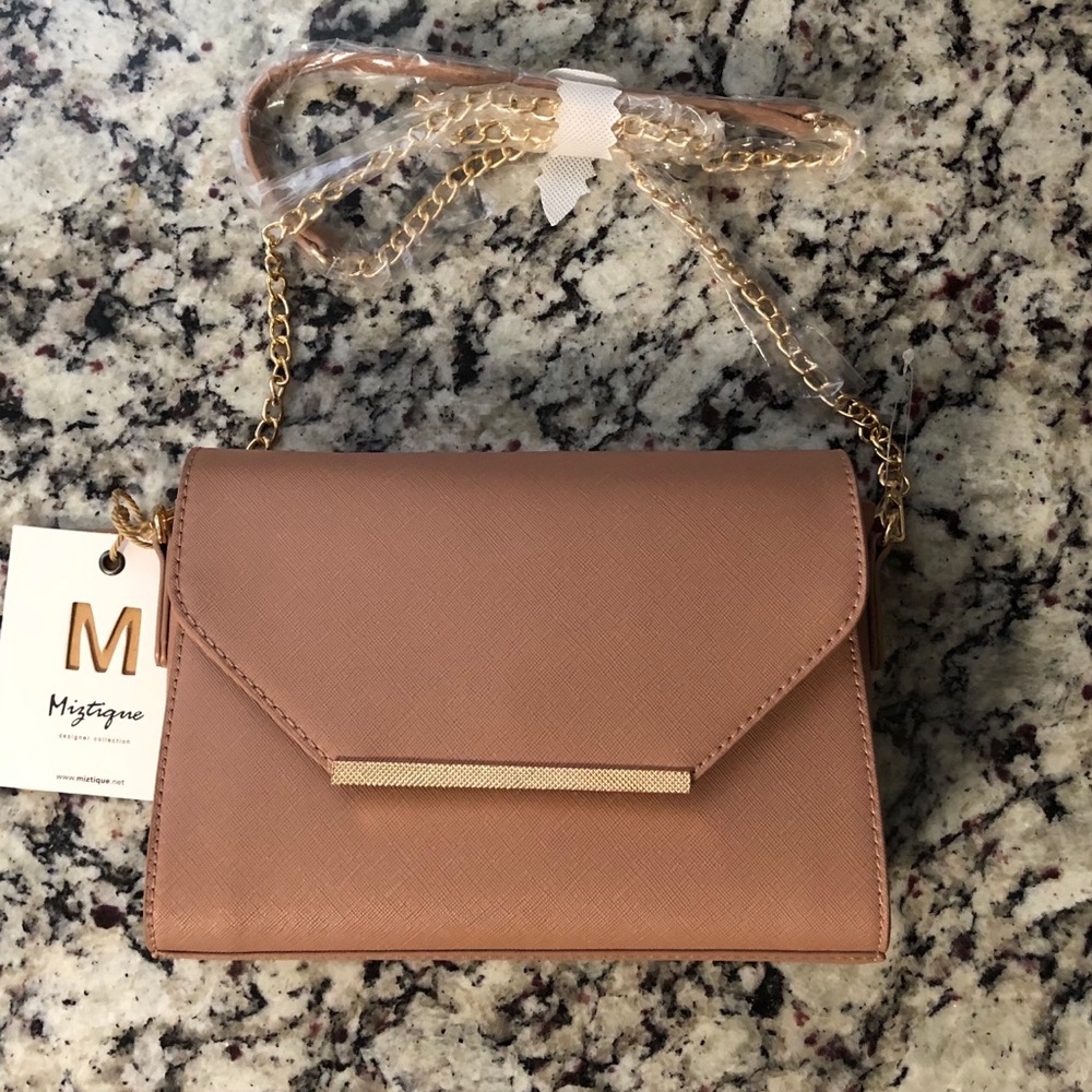 Leather Crossbody Bag - Nude